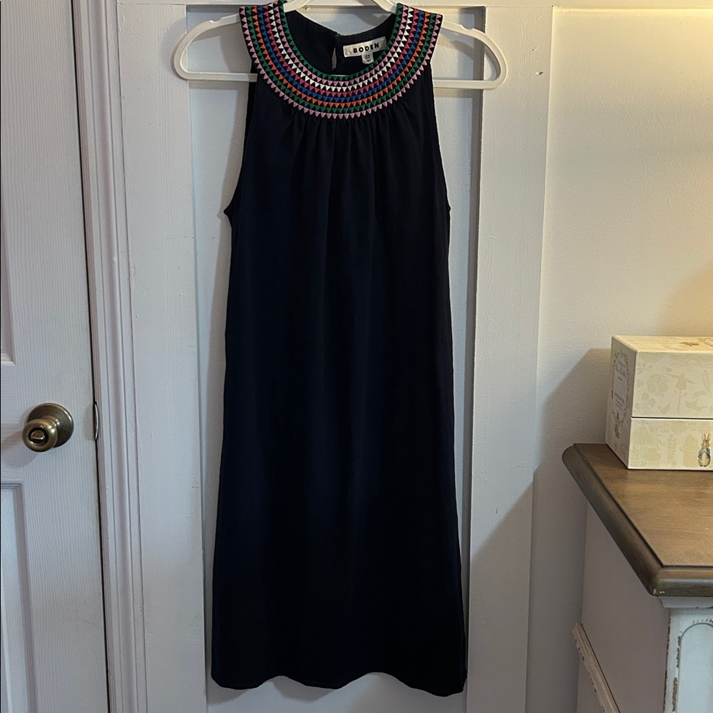 Boden Eleni Embroidered Short Dress Navy Women’s Size 4 Regular - Picture 2 of 13